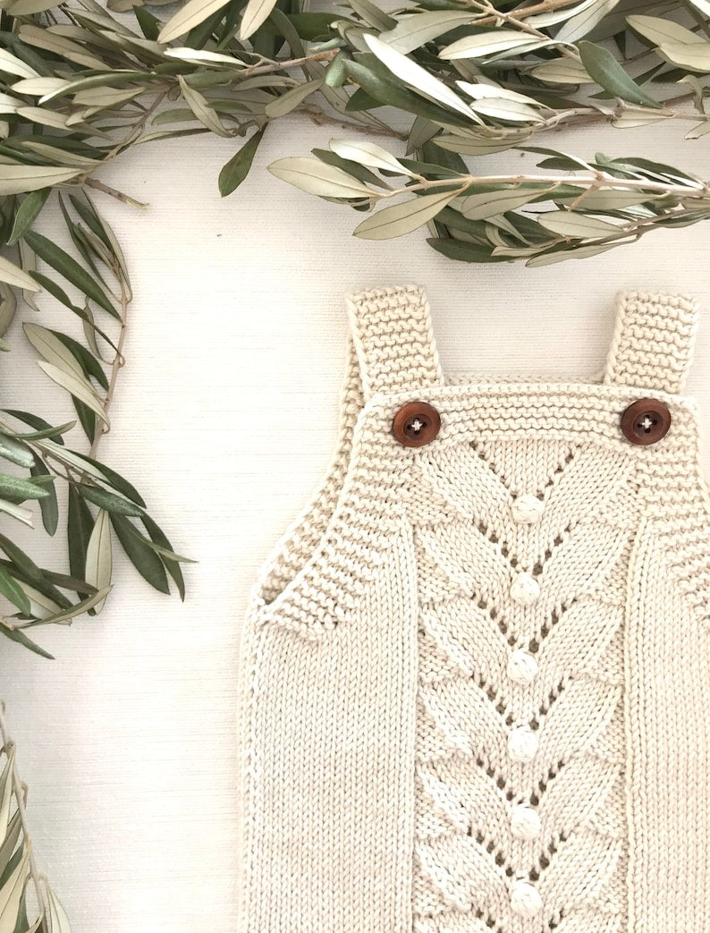 Hand-Knitted Baby Girl Romper - Ręcznie Dziany Komplet Niemowlęcy