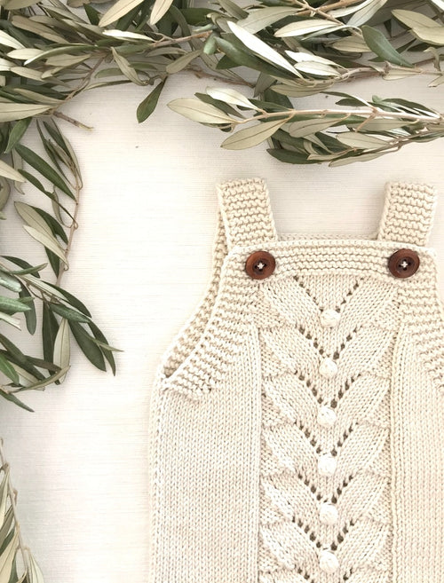 Hand-Knitted Baby Girl Romper - Ręcznie Dziany Komplet Niemowlęcy