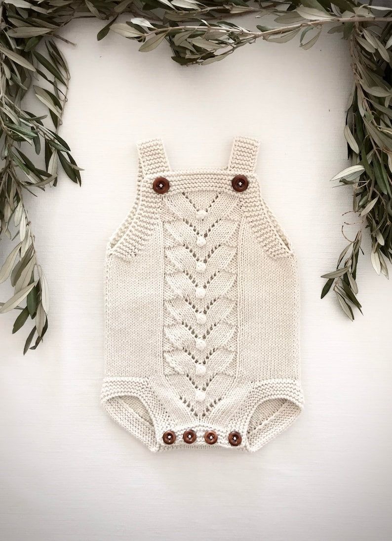 Hand-Knitted Baby Girl Romper - Ręcznie Dziany Komplet Niemowlęcy